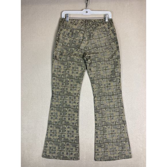 Alice Olivia Pants Womens 4 Gold Flare Leg Mid Rise Regular Fit Stretch Designer - Picture 12 of 13